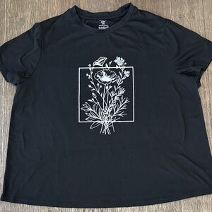 SHEIN Curve Black Floral T-Shirt